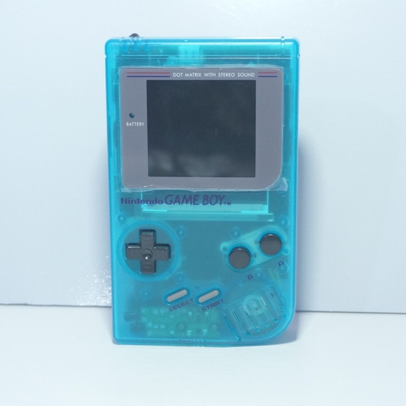 Transparent Clear Ocean Blue Game Boy (DMG-01) with 36 Color Backlit IPS Screen - Picture 3 of 8